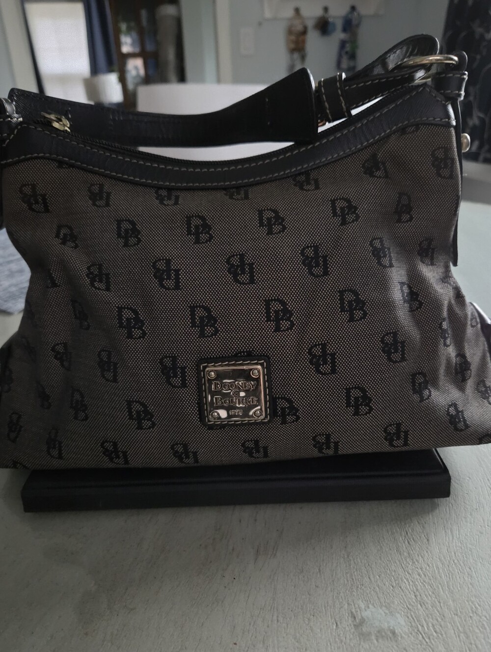 Dooney & Bourke Black and Brown Signature Shoulder Bag